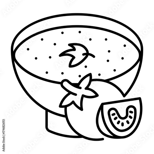 This Tomato Soup icon is suitable for Vegan Food, etc.