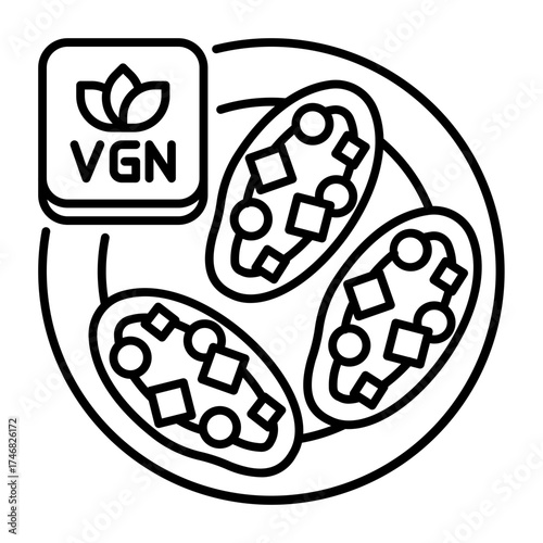 This Vegetable Bruschetta icon is suitable for Vegan Food, etc.