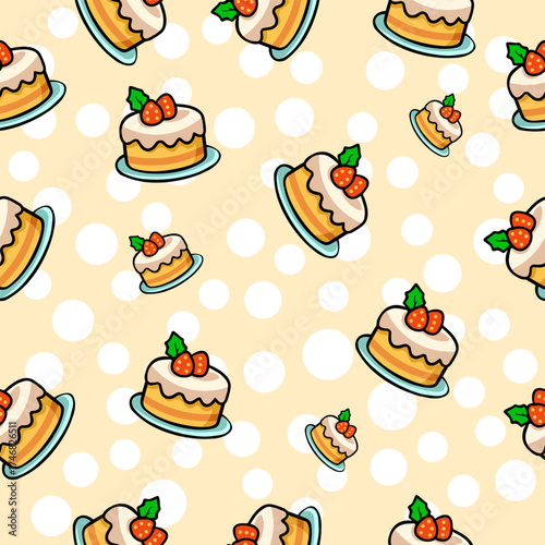 Cute cartoon christmas holiday seamless pattern featuring cakes celebration vibe festive environment