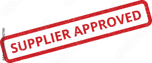 Official supplier approved red grunge rubber stamp for vendor status and procurement documentation