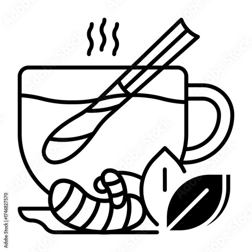 This Herbal Tea icon is suitable for Vegan Food, etc.