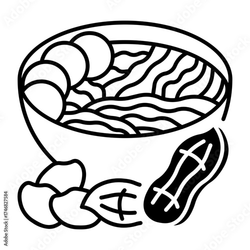 This Peanut Noodles icon is suitable for Vegan Food, etc.