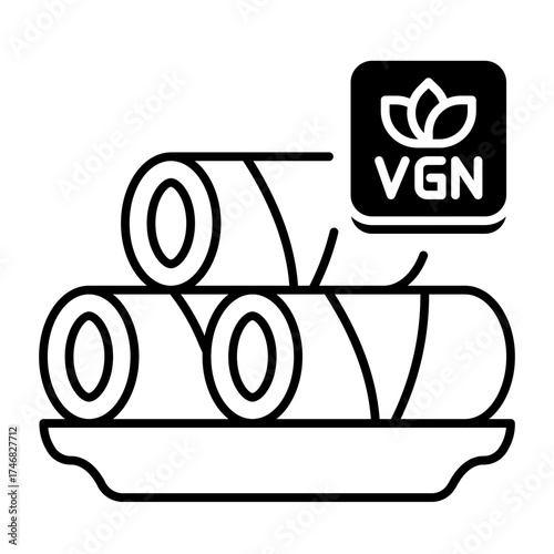 This Vegan Spring Rolls icon is suitable for Vegan Food, etc.