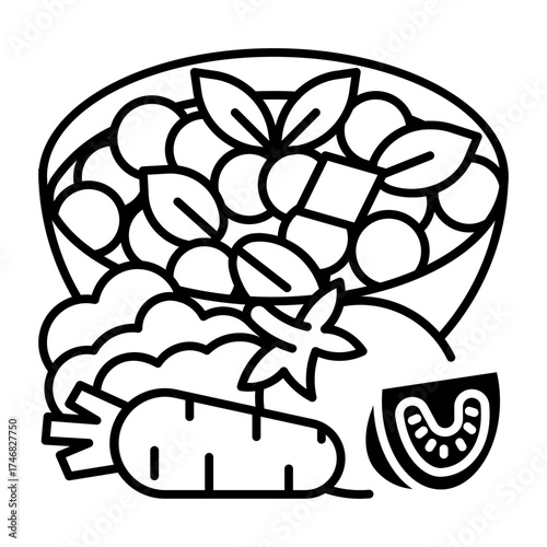 This Vegetable Salad icon is suitable for Vegan Food, etc.