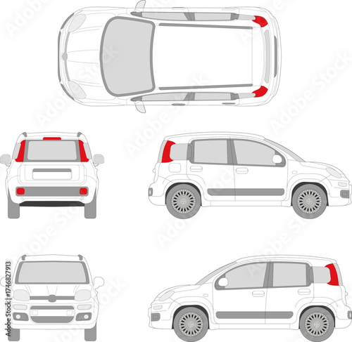 Compact utility car vector mockup
