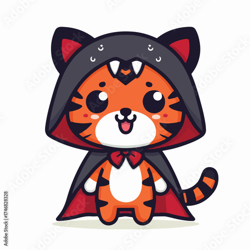 vector tiger in cute halloween costume
