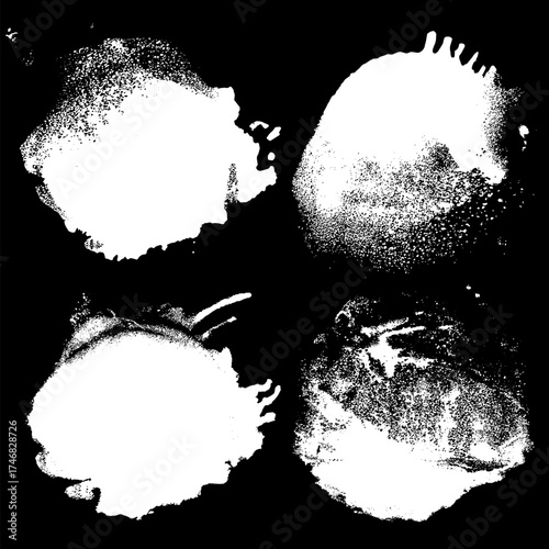 Set of hand drawn paint, ink brush strokes, brushes, lines. Dirty artistic design elements, boxes, frames for the text. Abstract black and white background.