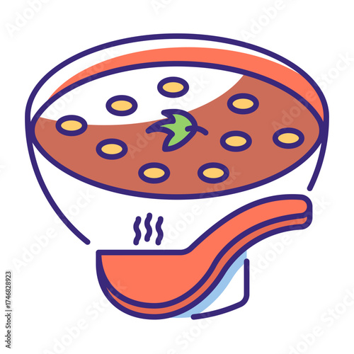 This Lentil Soup icon is suitable for Vegan Food, etc.