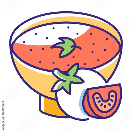 This Tomato Soup icon is suitable for Vegan Food, etc.