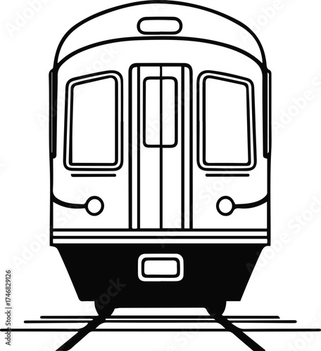 Elegant single line art of a subway train front view 2
