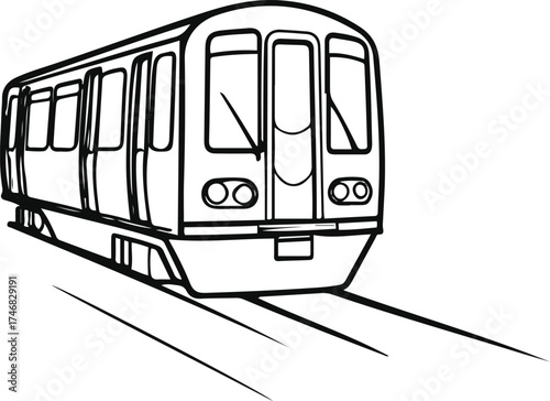 Elegant single line art of a subway train front view