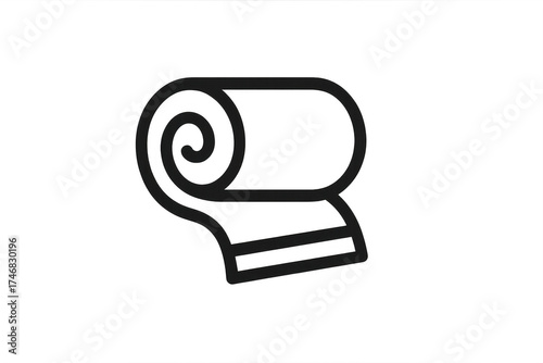 Rolled fabric towel blanket textile line art icon