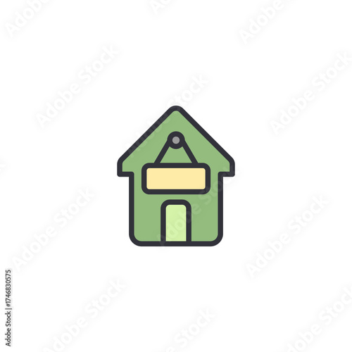 Green home icon representing eco-friendly living, sustainable real estate projects, and environmentally conscious housing developments.