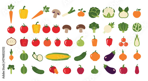 A vibrant collection of pixel art vegetables and healthy food illustrations.