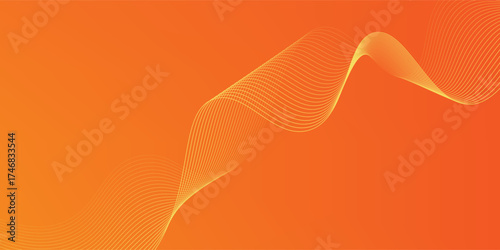 Vector abstract background with dynamic orange waves, lines and particles. vector ilustration.