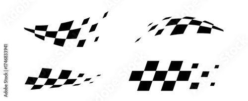 Race flag. Checkered flag. Racing stripes. Race motorsport graphics. Vector illustration