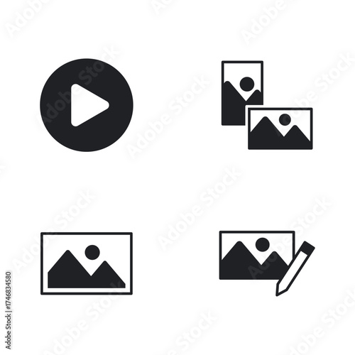 Multimedia Gallery Images Editing Solid Icon Set