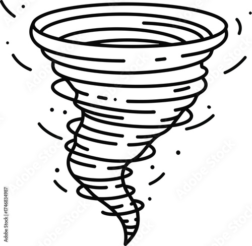 Dynamic tornado and sun vector illustration for weather graphics and natural phenomena concepts