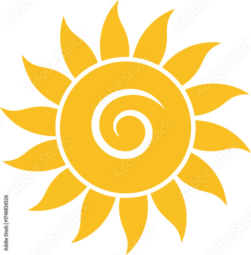 Stylized sun vector illustration for weather and climate graphics scalable eps