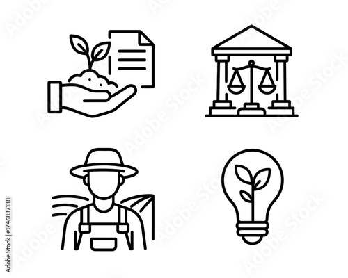 Agricultural Innovation and Policy Icon Set