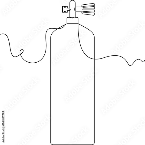 one line art Diving Air Tank vector illustration. line art, one continuous line, simple, hand drawn and sketch style. for icons, symbols, signs or logos. PNG