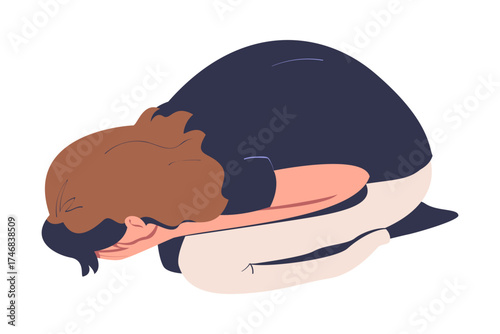 Woman Character Crying from Grief and Despair Vector Illustration