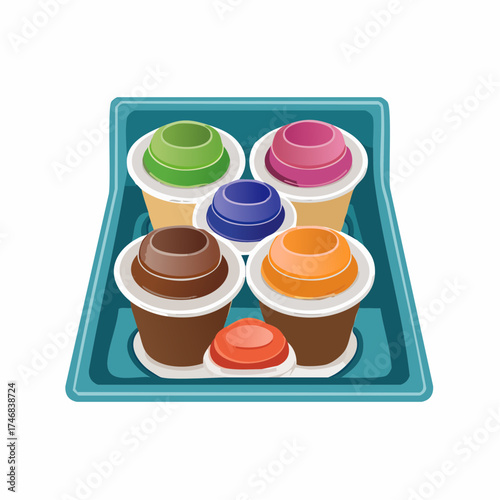 Colorful individual servings of dessert in a tray, vibrant and appealing dessert options
