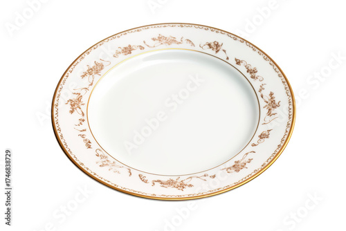 Elegant white plate with gold floral rim