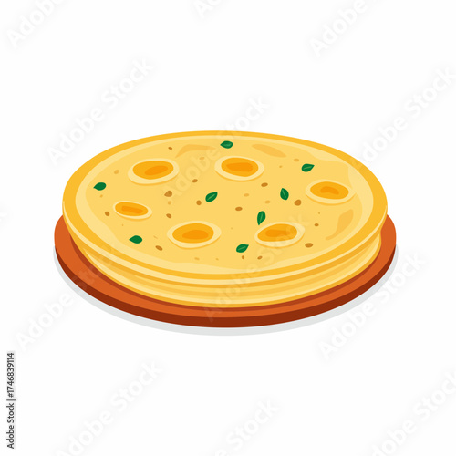 Golden flatbread stack, freshly prepared with fragrant herbs, a wholesome savory culinary experience