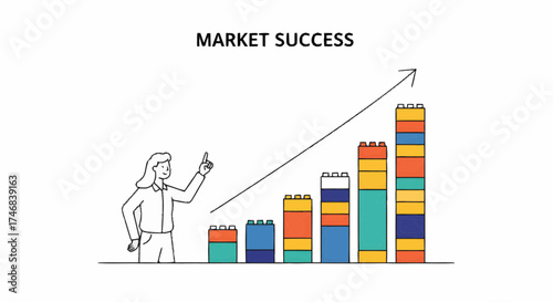 Business growth graph illustrating market success with a rising trend