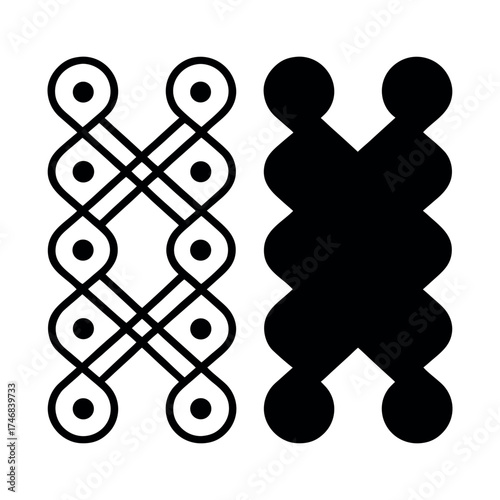 Traditional indian kolam pattern with two symmetrical designs side-by-side for cultural art