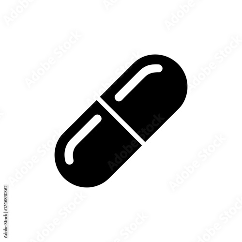 Medical capsule illustration of health supplement and antibiotic drug icon isolated on white background for healthcare themes