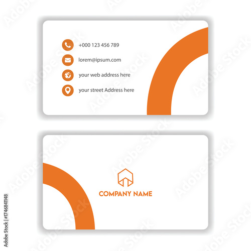 Modern Minimalist Orange Business Card Template | Clean Corporate Visiting Card Design