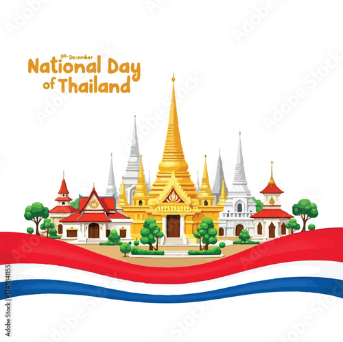 vector illustration of a temple,National day of Thailand ,