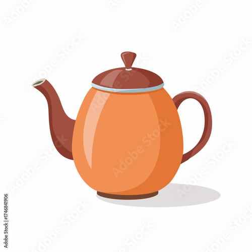 Orange ceramic teapot with a brown lid and handle, perfect for brewing hot beverages
