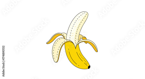 A peeled banana revealing its sweet fruit inside.
