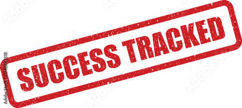Red textured rubber stamp impression indicating SUCCESS TRACKED for monitoring progress and project status