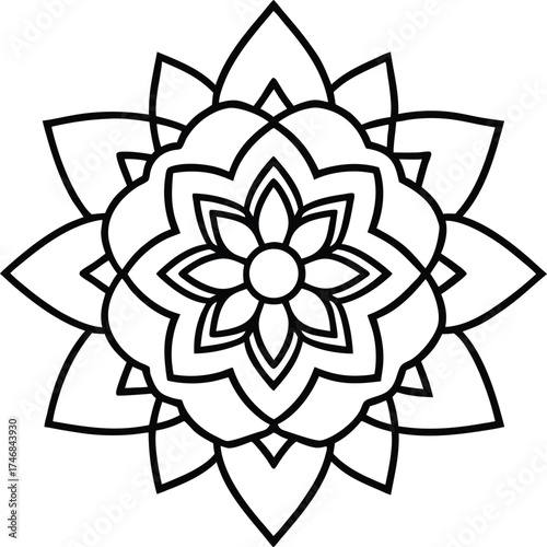 A striking black and white vector illustration of a lotus flower and leaf with an intricate floral pattern design for a tattoo or decoration