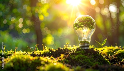 Eco-friendly lightbulb concept: Sustainable innovation and environmental ideas