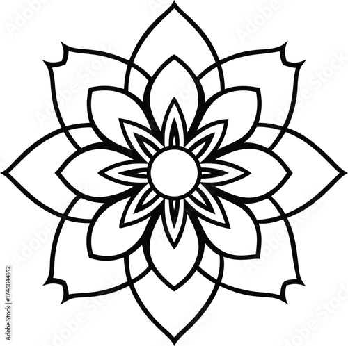 Elegant lotus flower with leaf vector illustration on white background for floral design