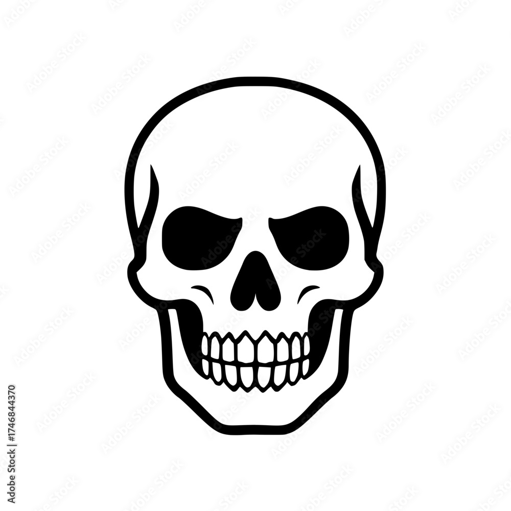 Fototapeta premium Simple Skull Line Art Icon