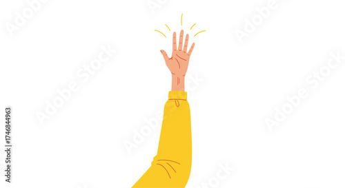 A hand raised in celebration of a successful achievement.
