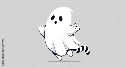A cute little ghost character is dancing happily. 