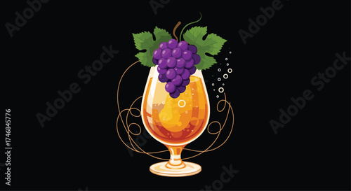 A pixel art beverage with grapes and vines.