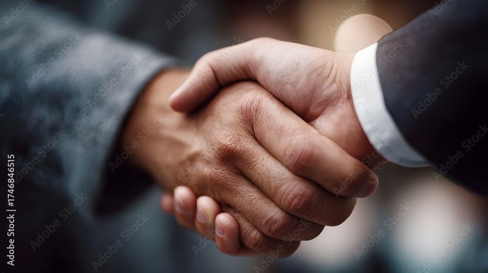 Obraz premium Close up of two professionals shaking hands symbolizing agreement trust and successful business partnership
