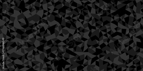 Abstract low polygon cubic black gray black vector poly triangle texture geometric pattern composed of triangular. geometric wall tile and metal cube background triangle wallpaper design.	