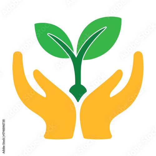 Hands carefully holding a thriving green sprout symbolizing growth and nurturing concepts