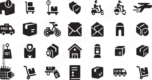 delivery icons, logistics symbol, shipping truck, courier service, parcel logo, transport concept, order tracking, home delivery, mail service, ecommerce icon
