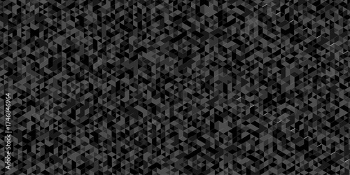 Abstract low polygon cubic black gray black vector poly triangle texture geometric pattern composed of triangular. geometric wall tile and metal cube background triangle wallpaper design.	
