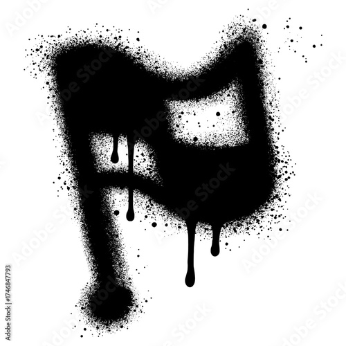 Graffiti flag with black spray paint